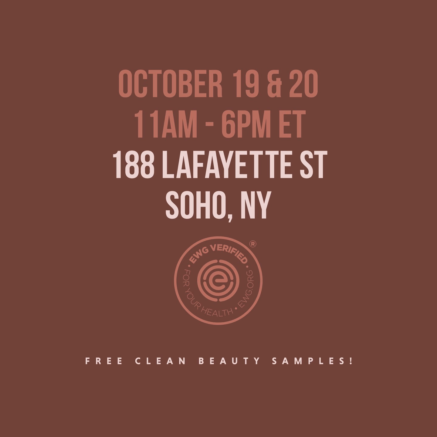 EWG Verified Clean Beauty pop up at 188 Lafayette Street