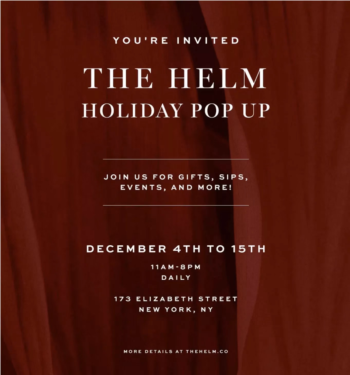 The Helm pop up